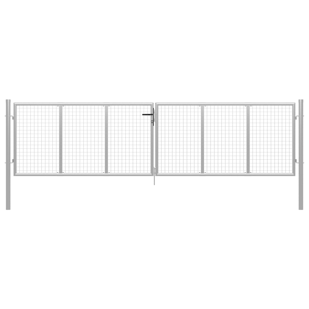 vidaXL Porte de jardin Acier galvanisé 415x150 cm Argenté