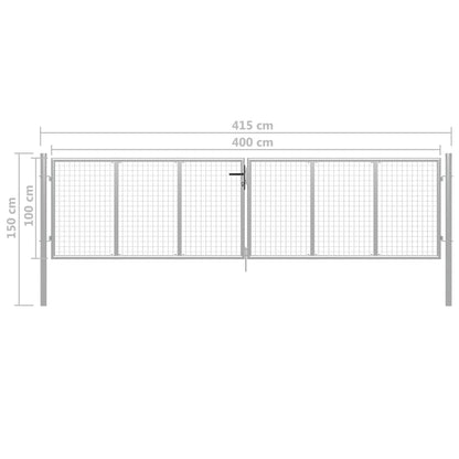 vidaXL Porte de jardin Acier galvanisé 415x150 cm Argenté