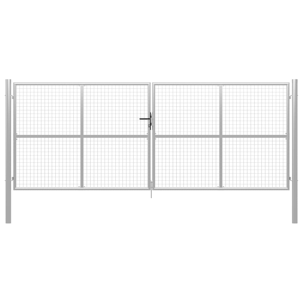 vidaXL Porte de jardin Acier galvanisé 415x200 cm Argenté