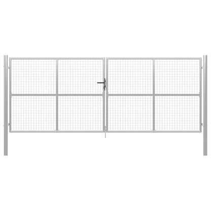 vidaXL Porte de jardin Acier galvanisé 415x200 cm Argenté