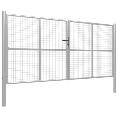 vidaXL Porte de jardin Acier galvanisé 415x200 cm Argenté