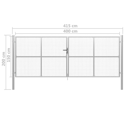 vidaXL Porte de jardin Acier galvanisé 415x200 cm Argenté