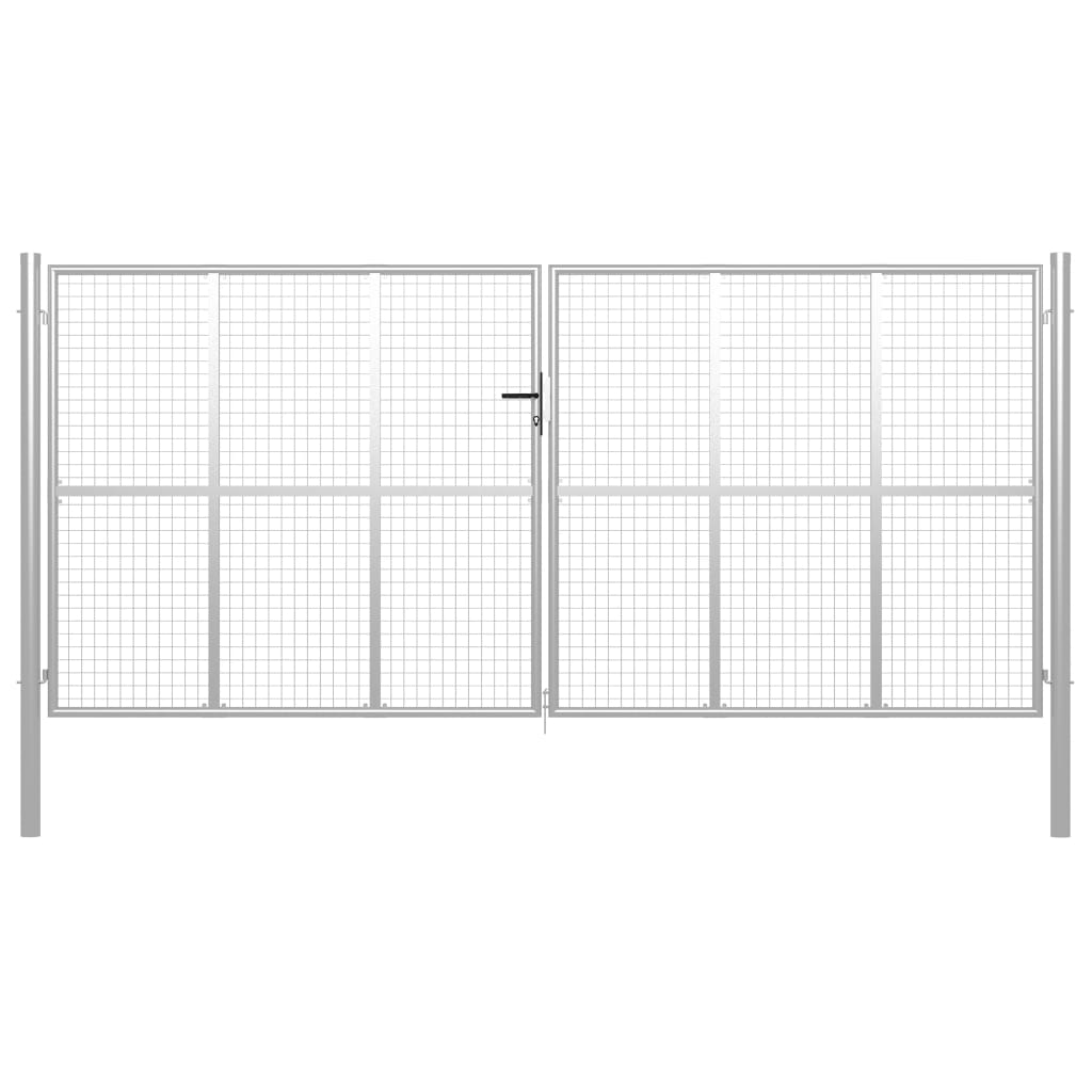 vidaXL Porte de jardin Acier galvanisé 415x250 cm Argenté