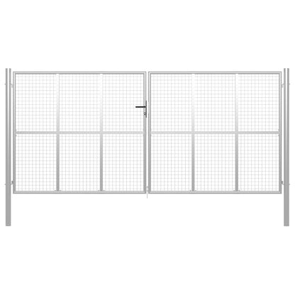 vidaXL Porte de jardin Acier galvanisé 415x250 cm Argenté
