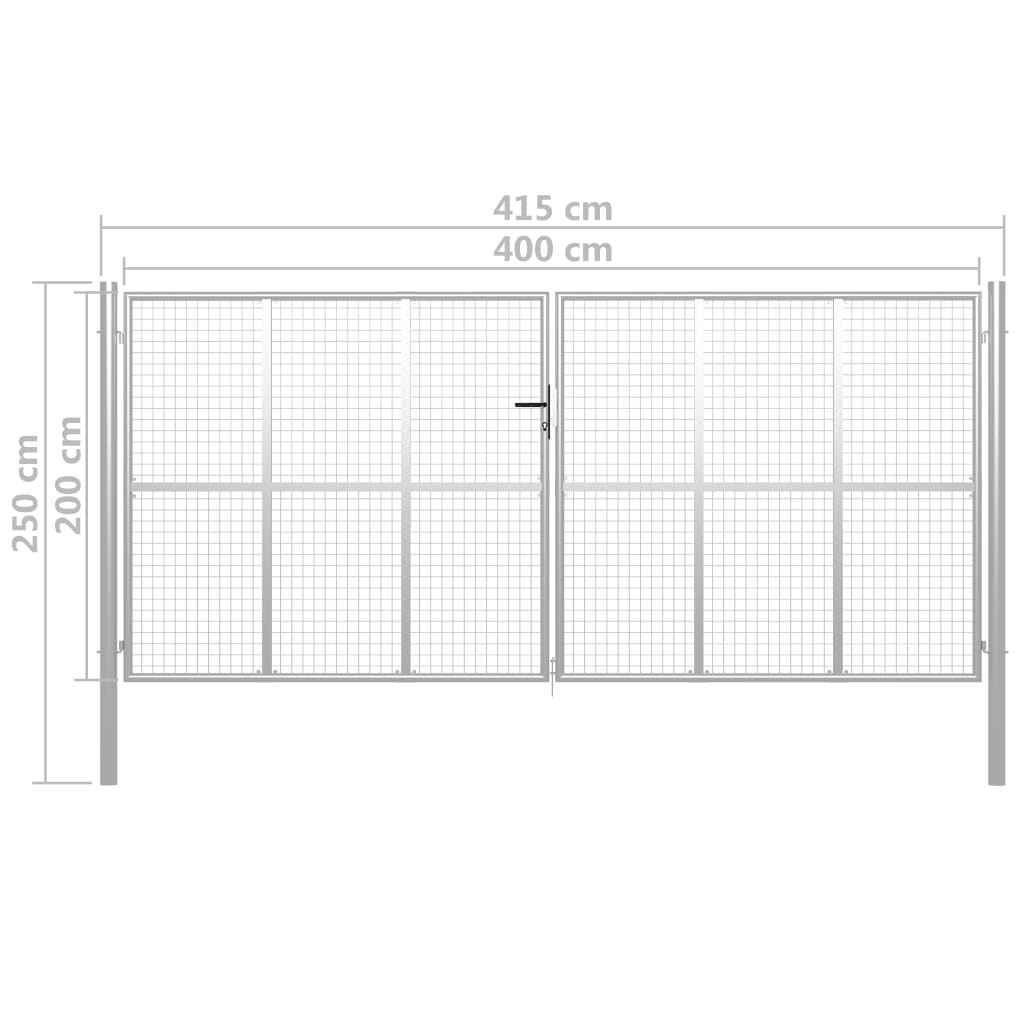 vidaXL Porte de jardin Acier galvanisé 415x250 cm Argenté