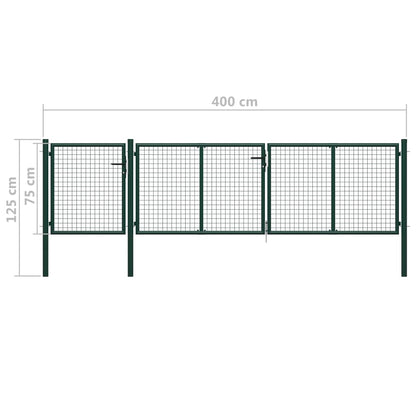 vidaXL Portail de jardin Acier 400 x 75 cm Vert