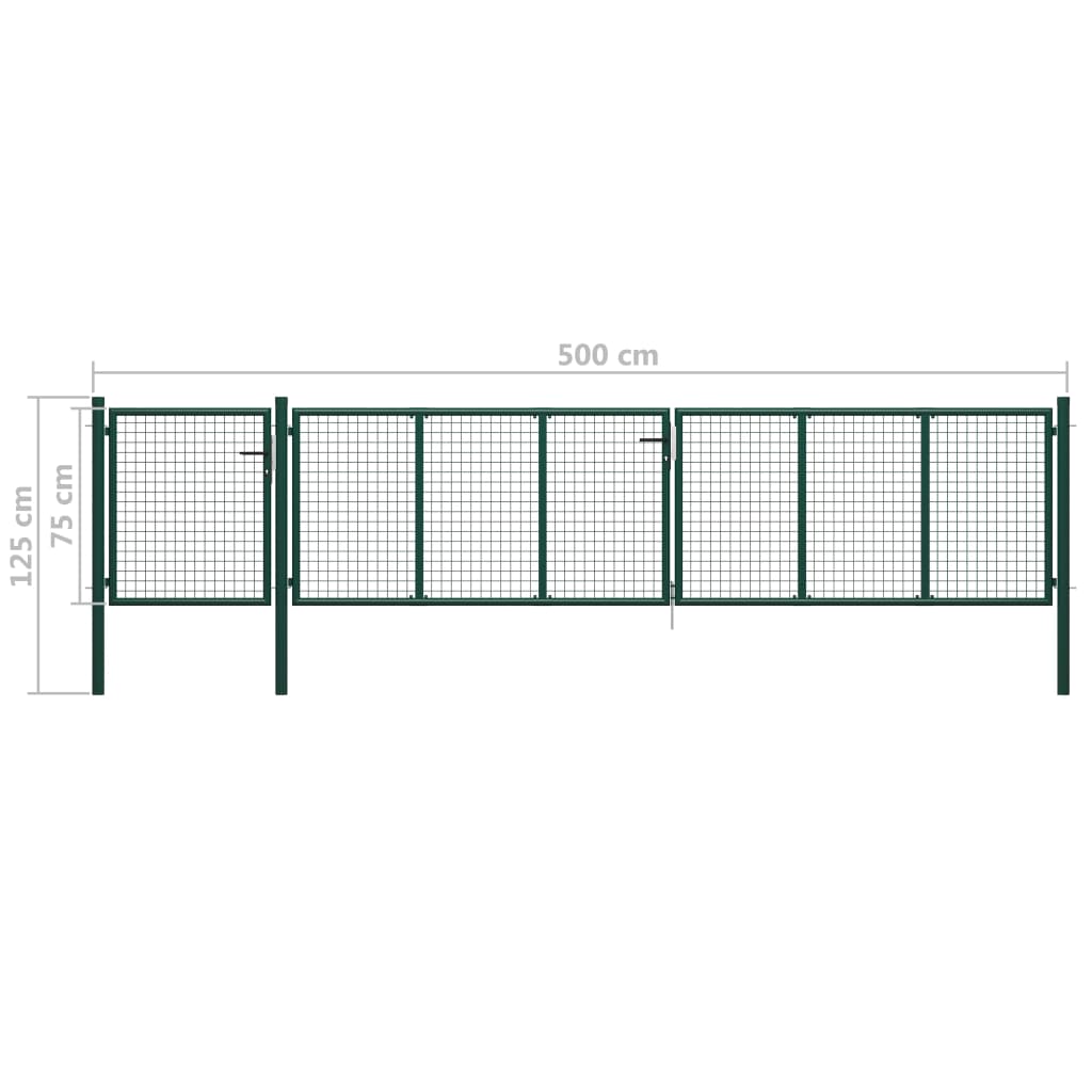 vidaXL Portail de jardin Acier 500 x 75 cm Vert