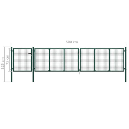 vidaXL Portail de jardin Acier 500 x 75 cm Vert