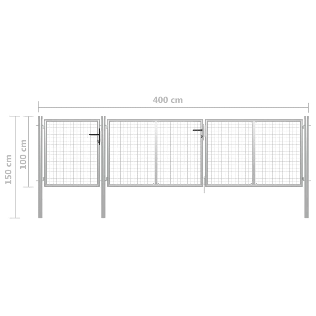 vidaXL Portail de jardin Acier 400 x 100 cm Argenté
