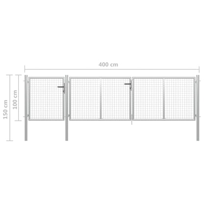 vidaXL Portail de jardin Acier 400 x 100 cm Argenté