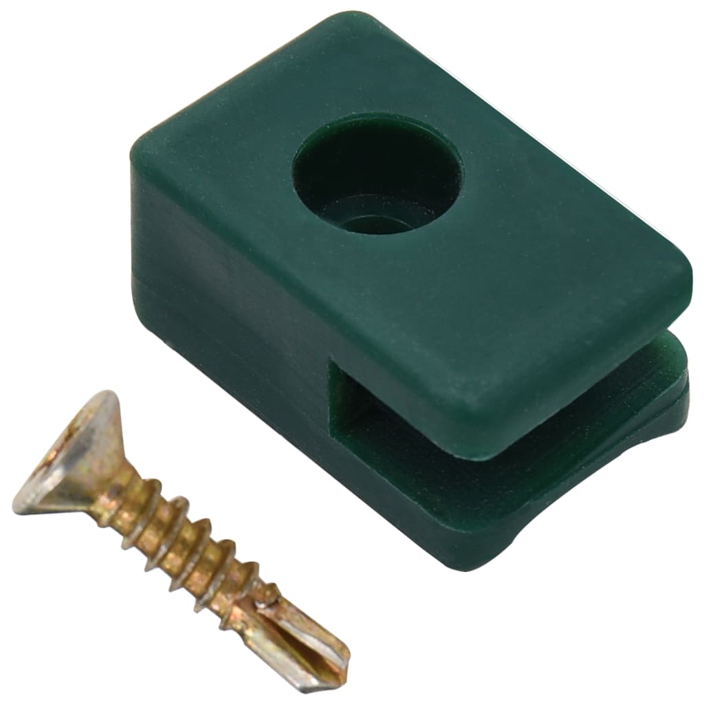 vidaXL Ensemble de 100 supports de fil de clôture avec vis Vert