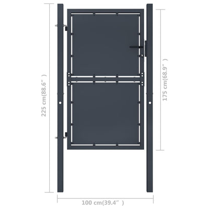 vidaXL Portail de jardin Acier 100 x 175 cm Anthracite