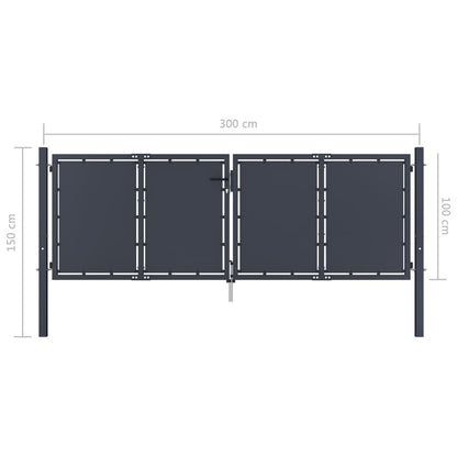 vidaXL Portail de jardin Acier 300 x 100 cm Anthracite