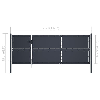 vidaXL Portail de jardin Acier 350 x 125 cm Anthracite