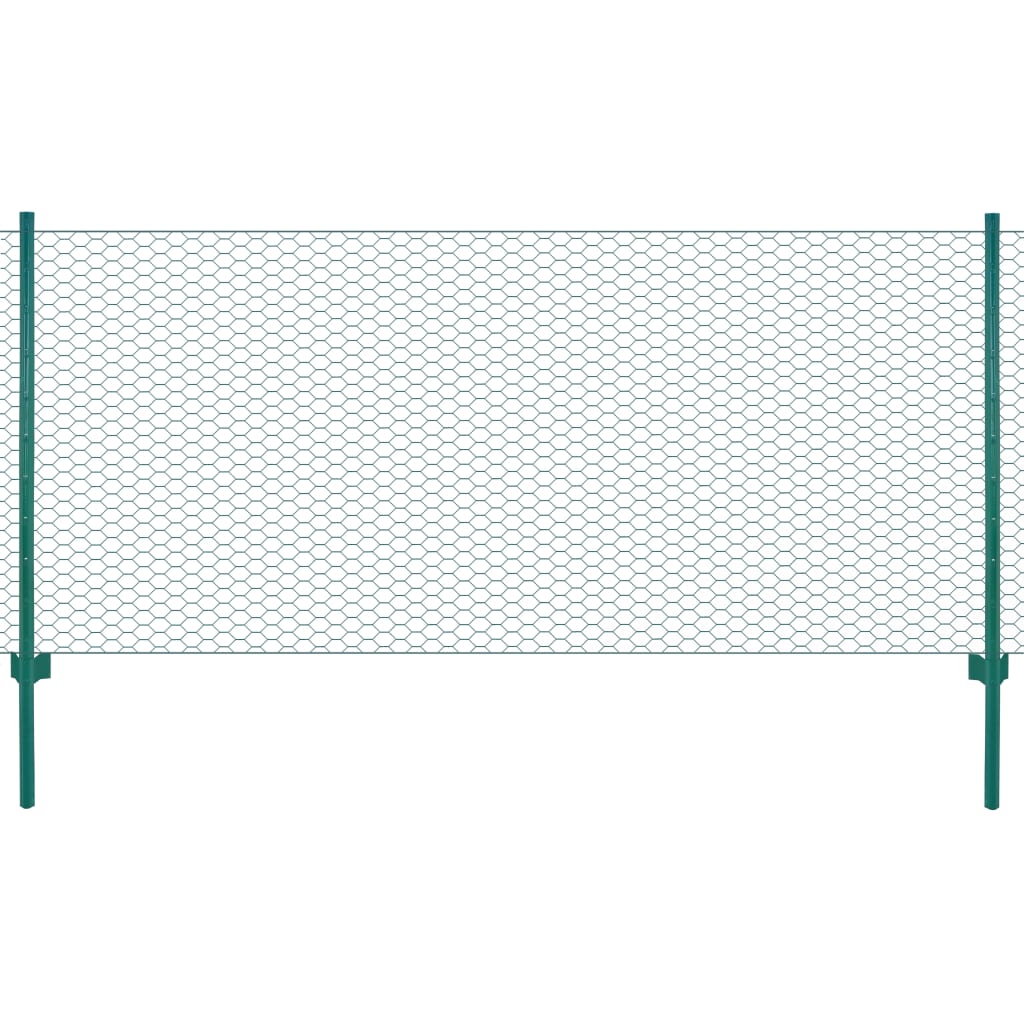 vidaXL Clôture en grillage métallique avec poteaux Acier 25x0,5 m Vert