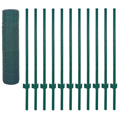 vidaXL Clôture en grillage métallique avec poteaux Acier 25x0,5 m Vert