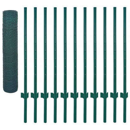 vidaXL Clôture en grillage métallique avec poteaux Acier 25x0,75m Vert