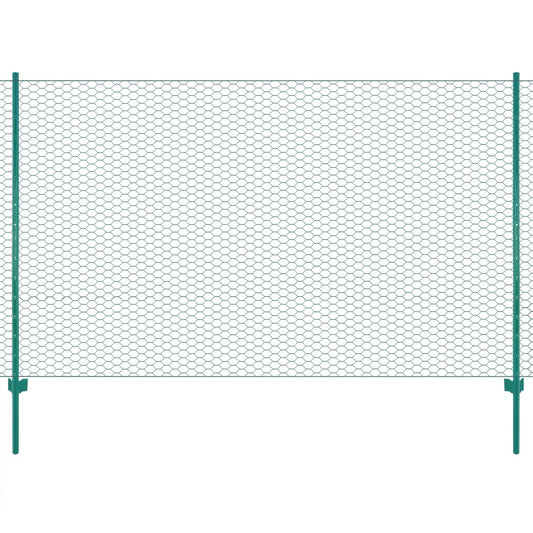 vidaXL Clôture en grillage métallique avec poteaux Acier 25x1,5 m Vert