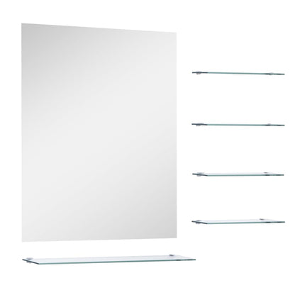 vidaXL Miroir mural avec 5 étagères Argenté 50 x 60 cm