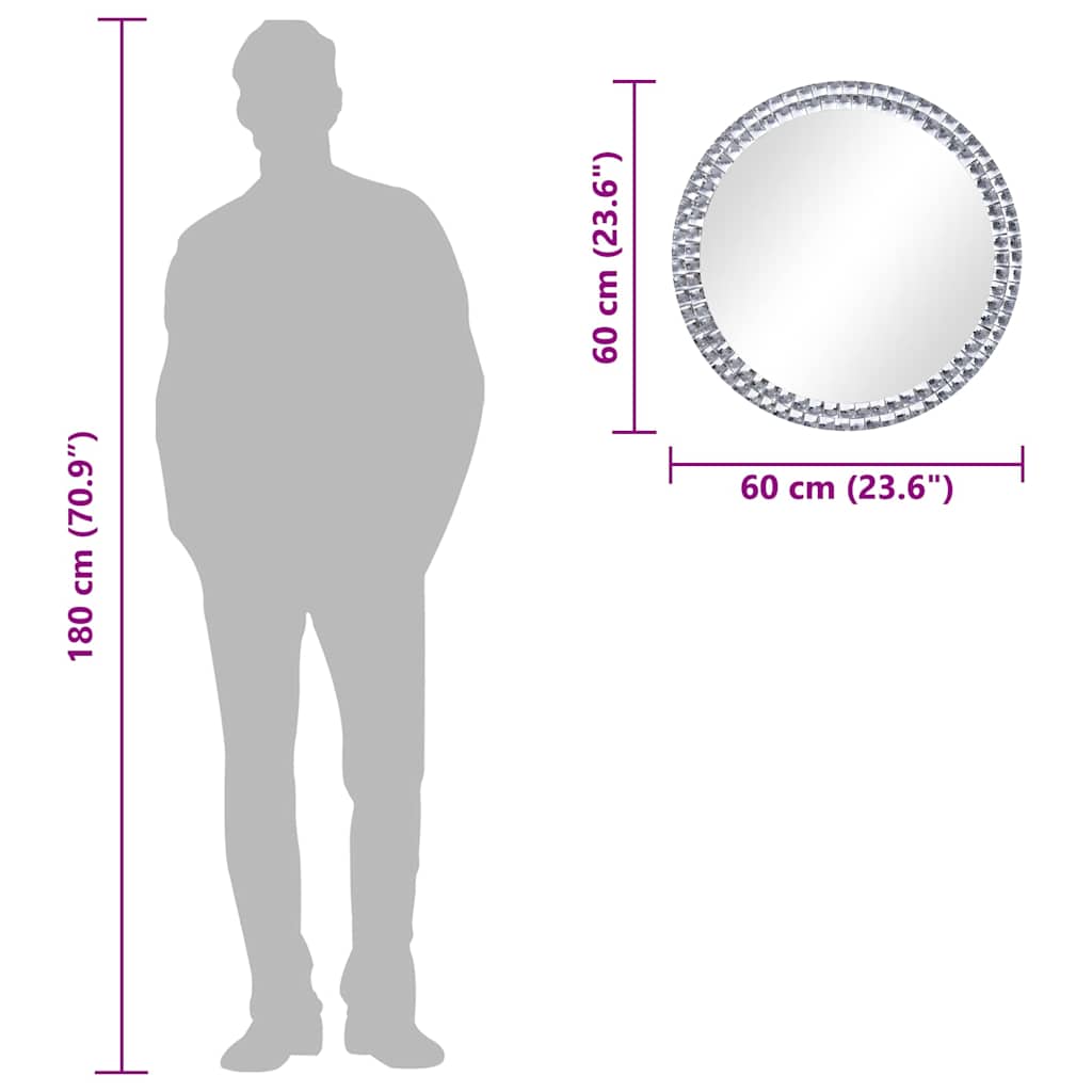 vidaXL Miroir mural 60 cm Verre trempé