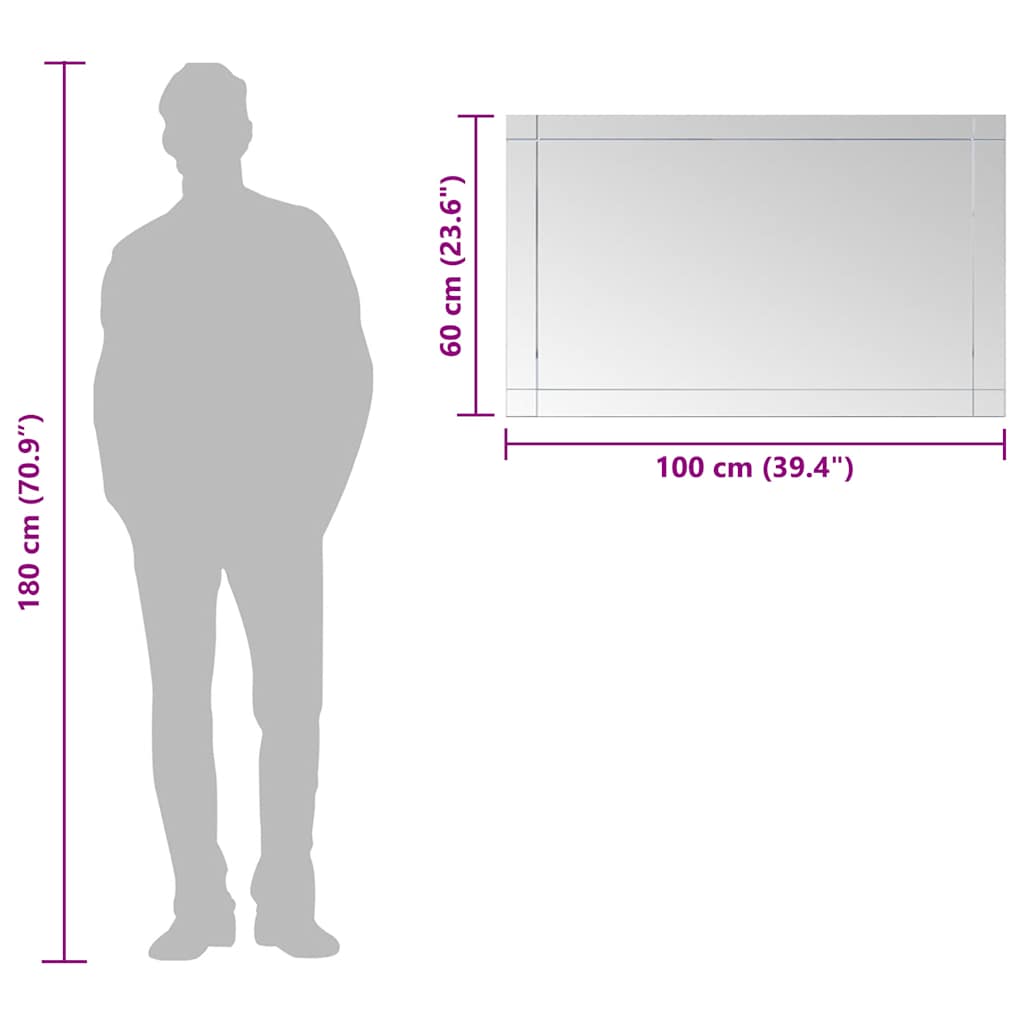 vidaXL Miroir mural 100x60 cm Verre