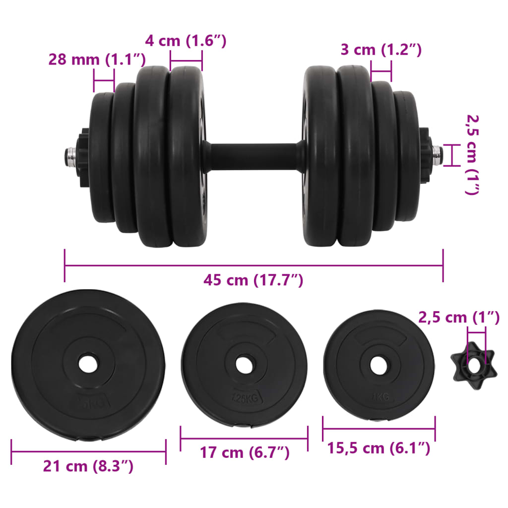 vidaXL Haltères 2 x 15 kg