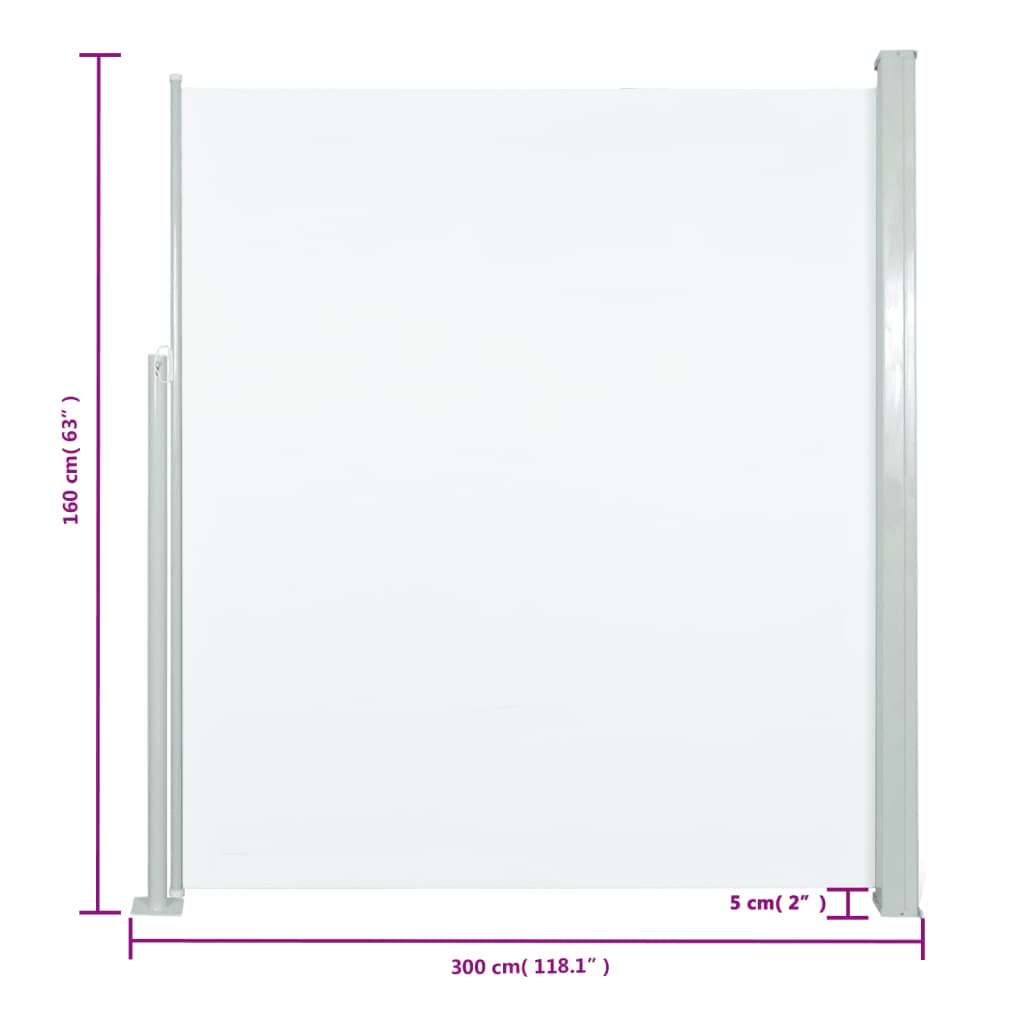 vidaXL Auvent latéral de patio 160x300 cm Couleur crème