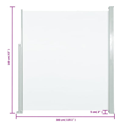 vidaXL Auvent latéral de patio 160x300 cm Couleur crème