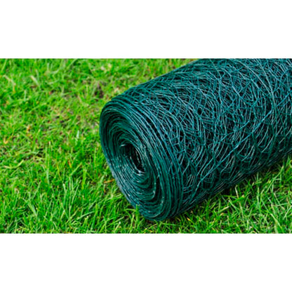 vidaXL Grillage à poule avec revêtement en PVC 25x1 m vert