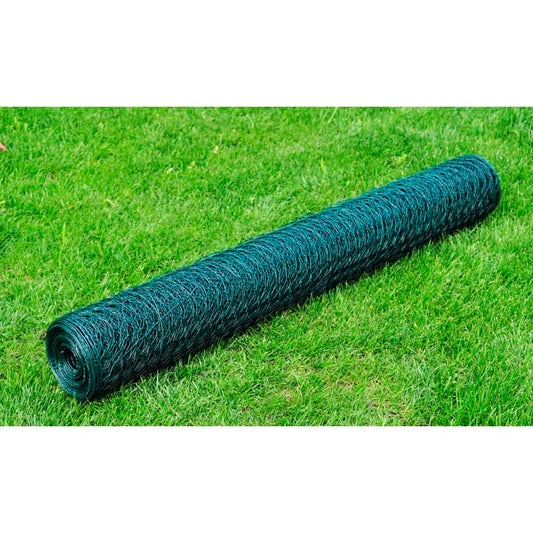 vidaXL Grillage à poule avec revêtement en PVC 25x1 m vert
