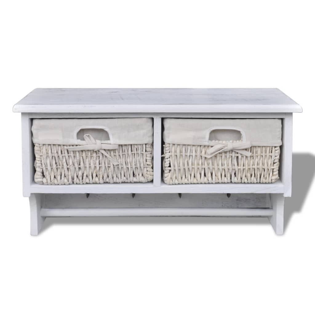 vidaXL Porte-manteau Blanc 60x23,5x33 cm Bois de Paulownia