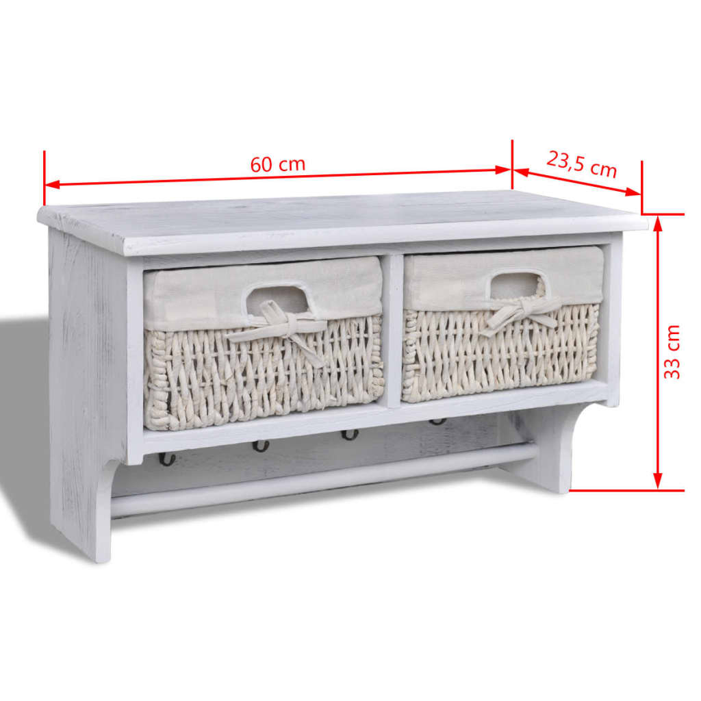 vidaXL Porte-manteau Blanc 60x23,5x33 cm Bois de Paulownia