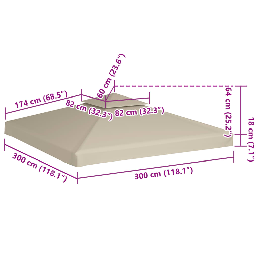 vidaXL Recouvrement de remplacement d'auvent 310 g/m² 3 x 3 m Beige