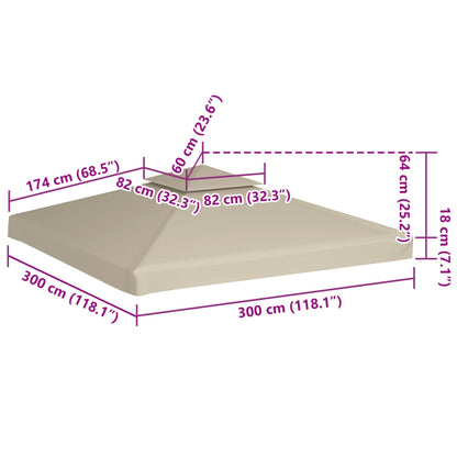 vidaXL Recouvrement de remplacement d'auvent 310 g/m² 3 x 3 m Beige
