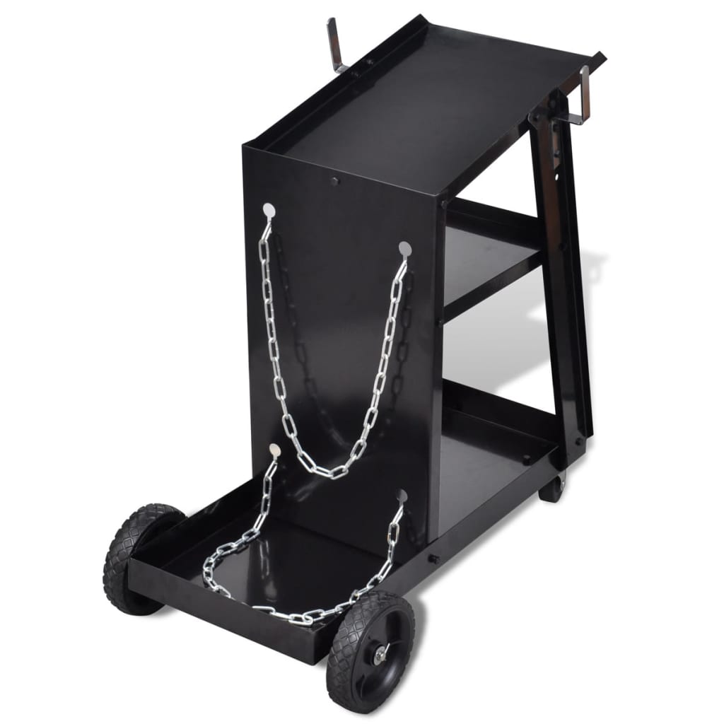 vidaXL Chariot de soudage avec 3 étagères d'atelier Noir