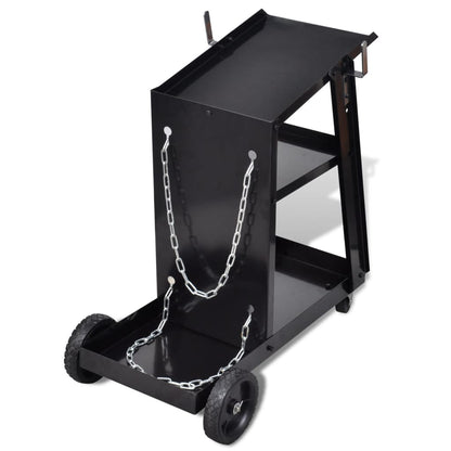 vidaXL Chariot de soudage avec 3 étagères d'atelier Noir