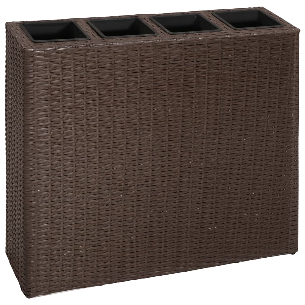 vidaXL Lit surélevé de jardin avec 4 pots Résine tressée Marron