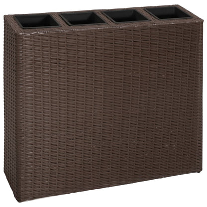 vidaXL Lit surélevé de jardin avec 4 pots Résine tressée Marron