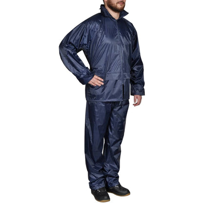 Combinaison de pluie avec capuche 2 pièces Bleu marine L