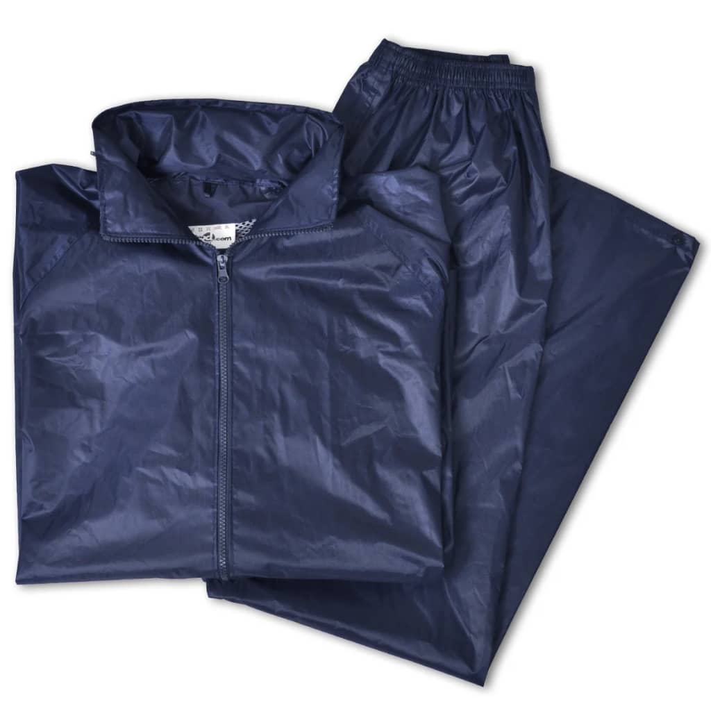 vidaXL Combinaison de pluie avec capuche 2 pcs Hommes Bleu marine XL