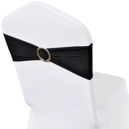 vidaXL Ruban décoratif élastique avec boucle de chaise 25 pcs Noir