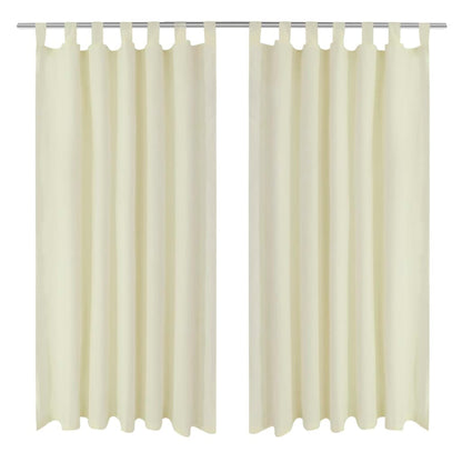 2 pcs Rideau à Passant Micro Satin Crème 140 x 175 cm