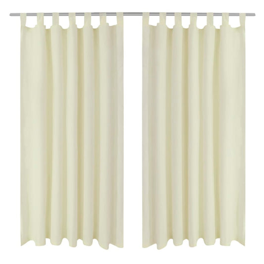 2 pcs Rideau à Passant Micro Satin Crème 140 x 175 cm