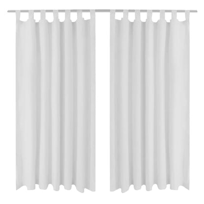 2 pcs Rideau à Passant Micro Satin Blanc 140 x 175 cm