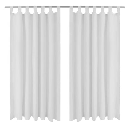 2 pcs Rideau à Passant Micro Satin Blanc 140 x 245 cm