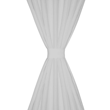 2 pcs Rideau à Passant Micro Satin Blanc 140 x 245 cm