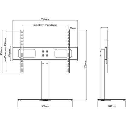vidaXL Support TV avec base 600 x 400 cm 32" - 70"