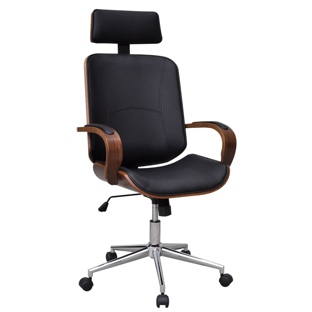 vidaXL Chaise de bureau avec appuie-tête Bois cintré Similicuir