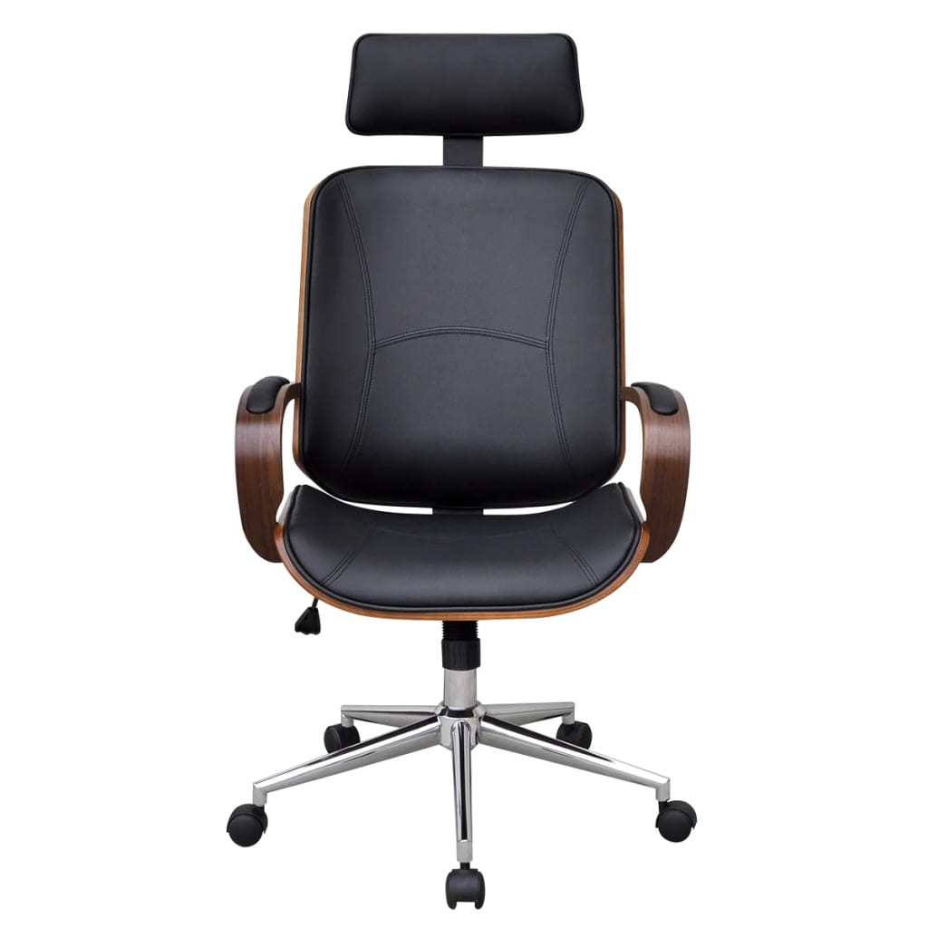 vidaXL Chaise de bureau avec appuie-tête Bois cintré Similicuir