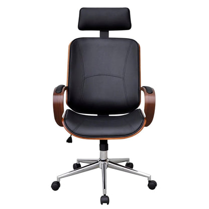 vidaXL Chaise de bureau avec appuie-tête Bois cintré Similicuir
